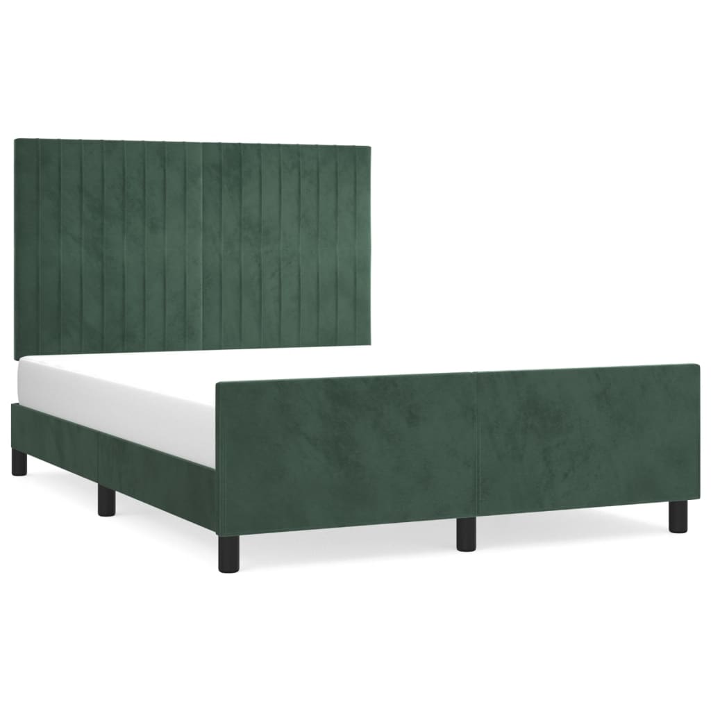 Cadre de lit sans matelas vert foncé 140x200 cm velours - XIOS