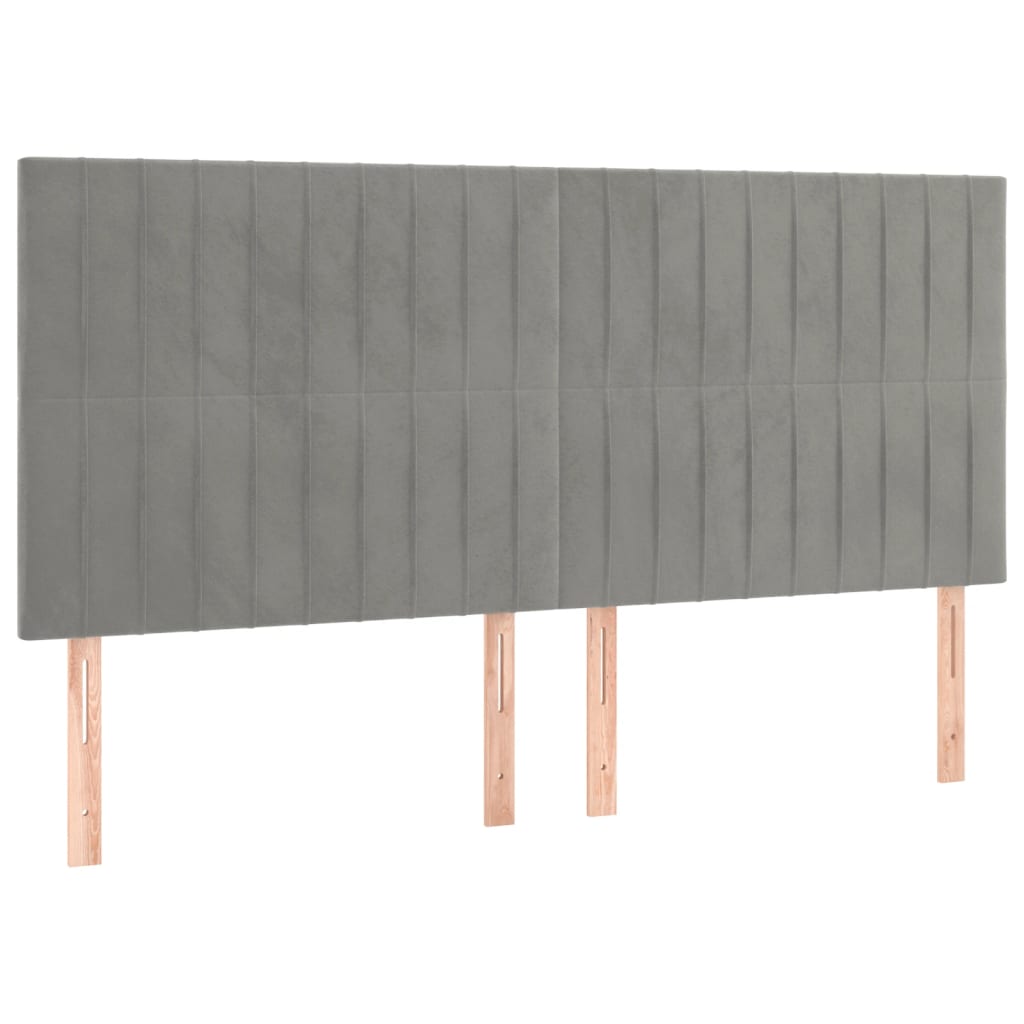 Cadre de lit sans matelas gris clair 160x200 cm velours - XIOS