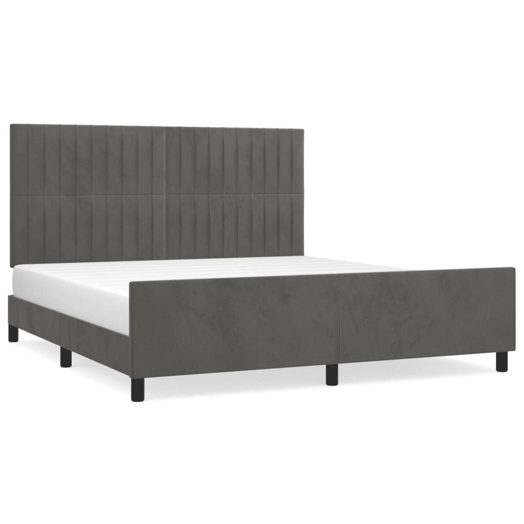 Cadre de lit sans matelas gris foncé 160x200 cm velours - XIOS