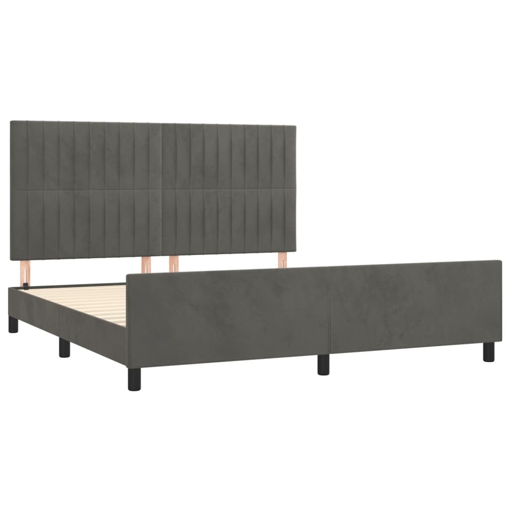 Cadre de lit sans matelas gris foncé 160x200 cm velours - XIOS