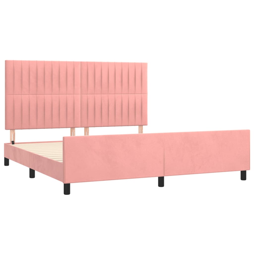 Cadre de lit sans matelas rose 160x200 cm velours - XIOS