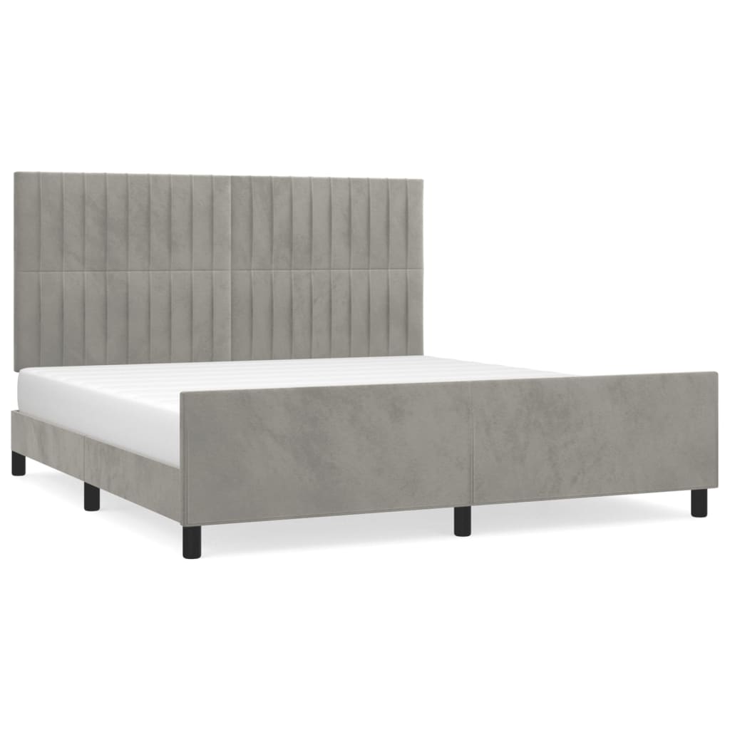 Cadre de lit sans matelas gris clair velours - XIOS