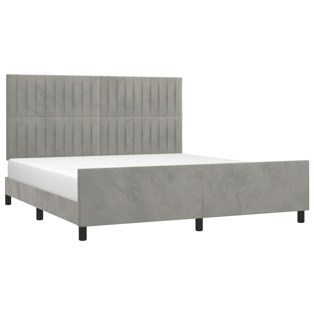 Cadre de lit sans matelas gris clair velours - XIOS