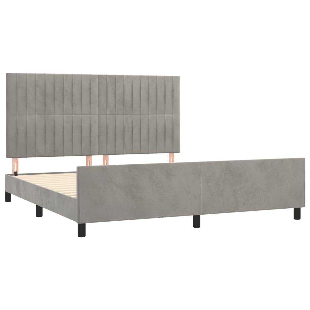 Cadre de lit sans matelas gris clair velours - XIOS