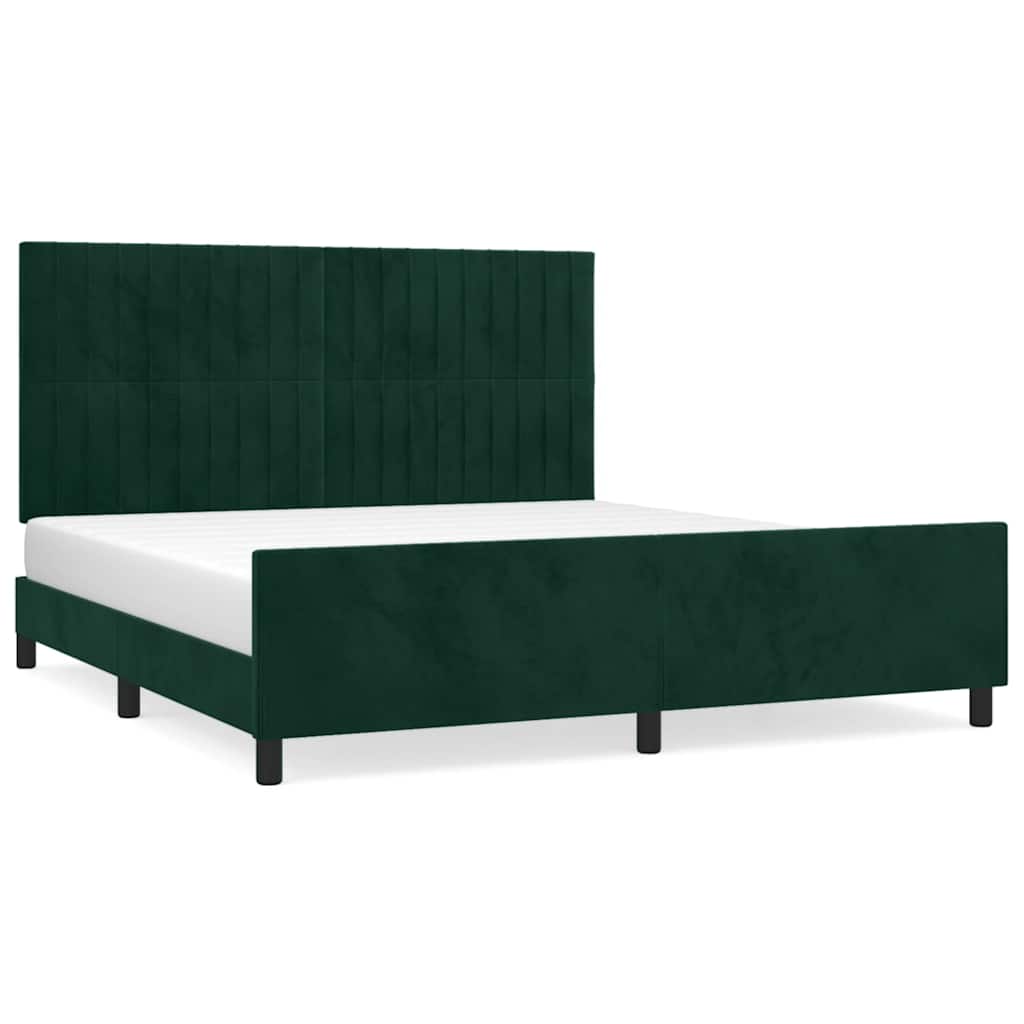 Cadre de lit sans matelas vert foncé velours - XIOS