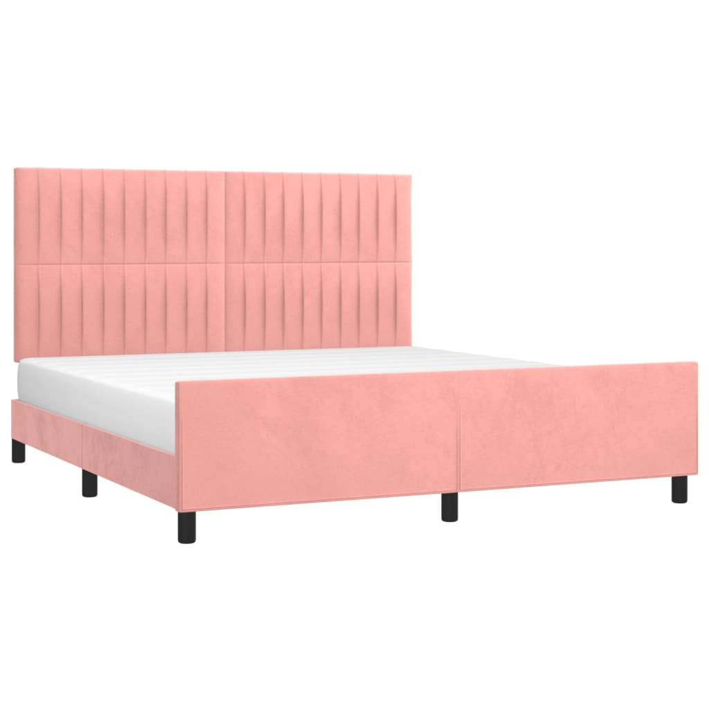 Cadre de lit sans matelas rose velours - XIOS