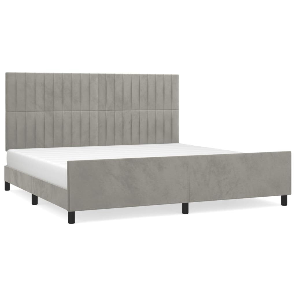 Cadre de lit sans matelas gris clair 200x200 cm velours - XIOS