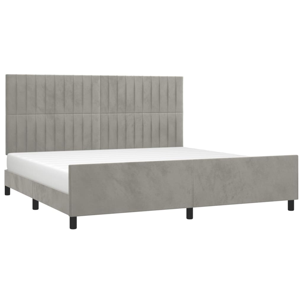 Cadre de lit sans matelas gris clair 200x200 cm velours - XIOS