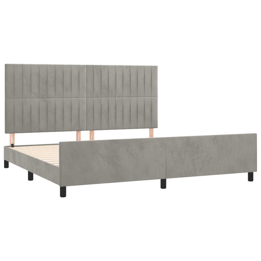 Cadre de lit sans matelas gris clair 200x200 cm velours - XIOS