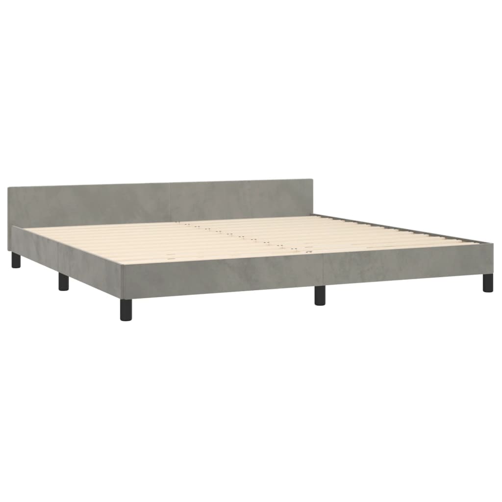 Cadre de lit sans matelas gris clair 200x200 cm velours - XIOS