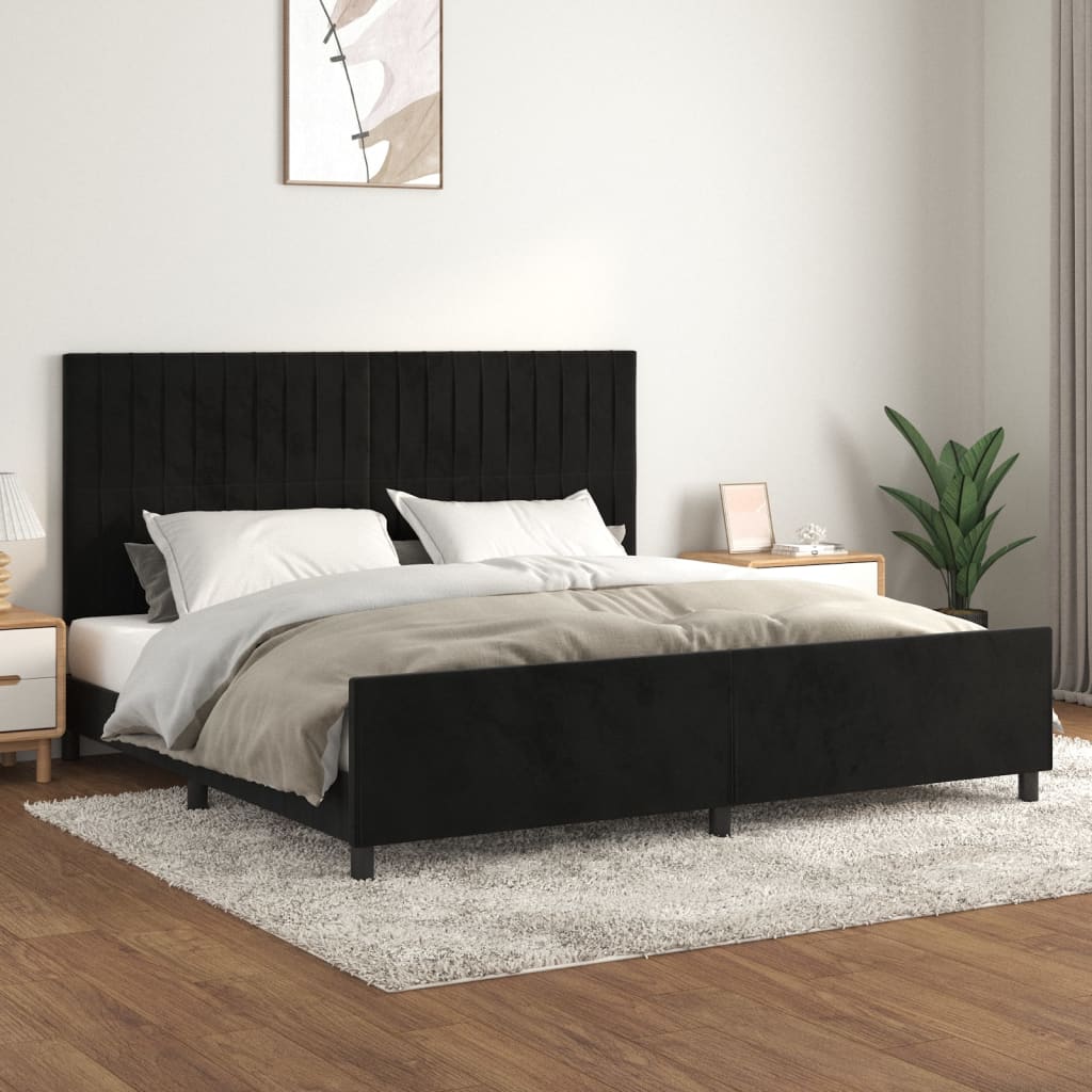 Cadre de lit sans matelas noir 200x200 cm velours - XIOS