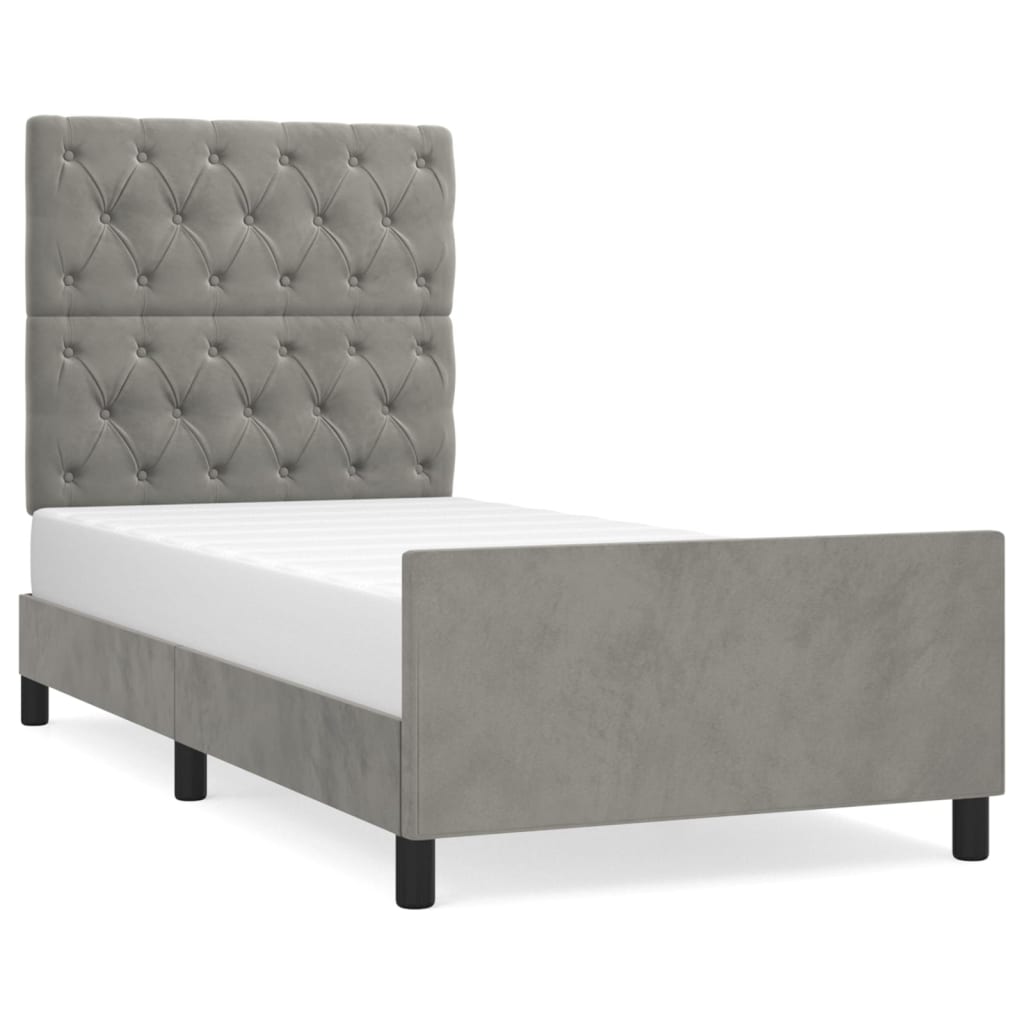 Cadre de lit sans matelas gris clair 80x200 cm velours - XIOS