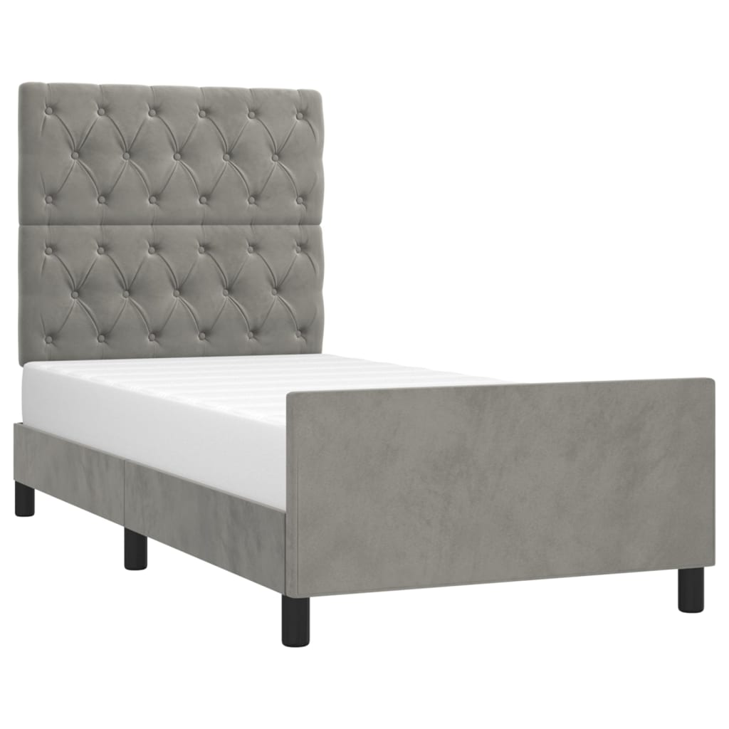 Cadre de lit sans matelas gris clair 80x200 cm velours - XIOS