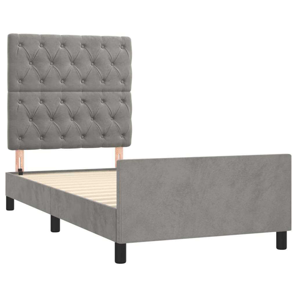 Cadre de lit sans matelas gris clair 80x200 cm velours - XIOS