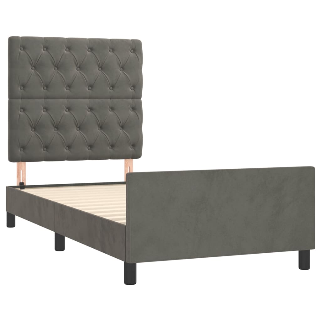 Cadre de lit sans matelas gris foncé 80x200 cm velours - XIOS