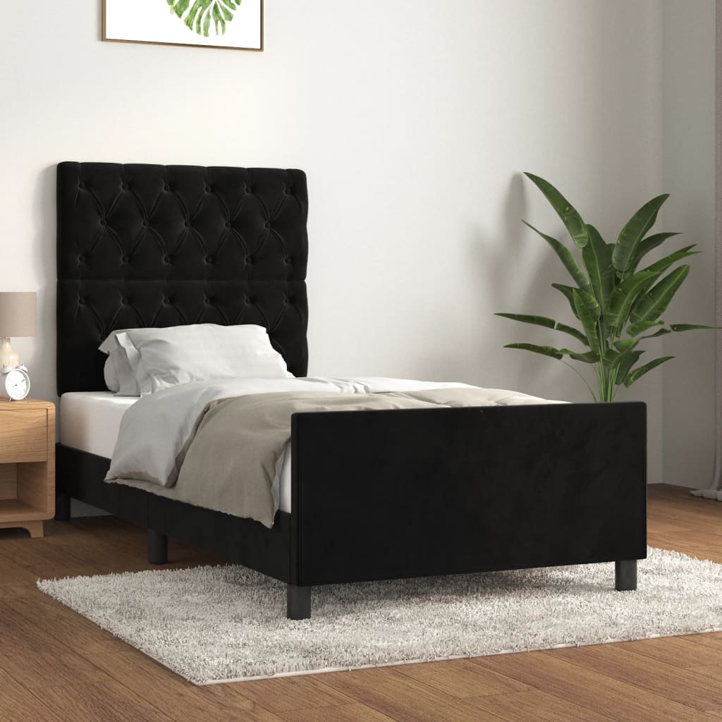 Cadre de lit sans matelas noir 80x200 cm velours - XIOS