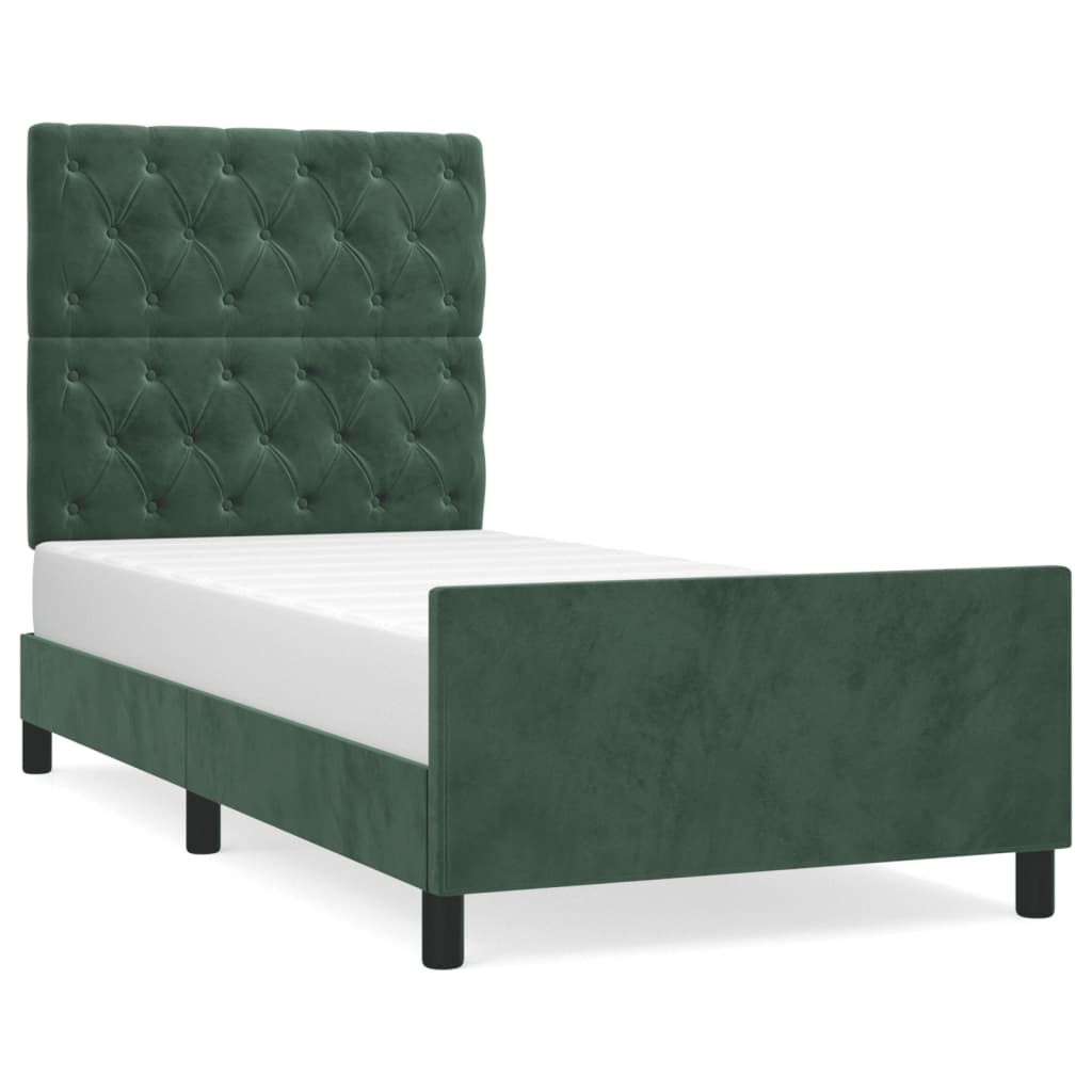 Cadre de lit sans matelas vert foncé 80x200 cm velours - XIOS