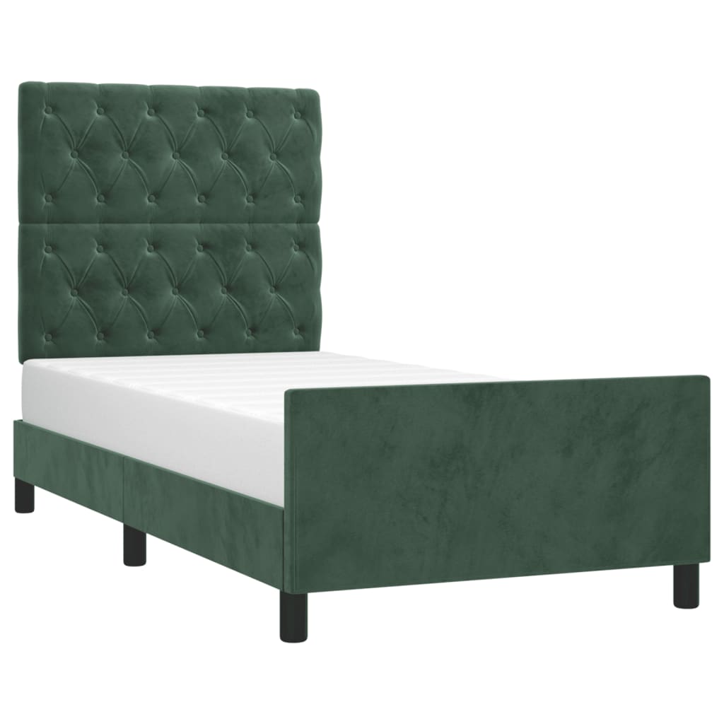 Cadre de lit sans matelas vert foncé 80x200 cm velours - XIOS