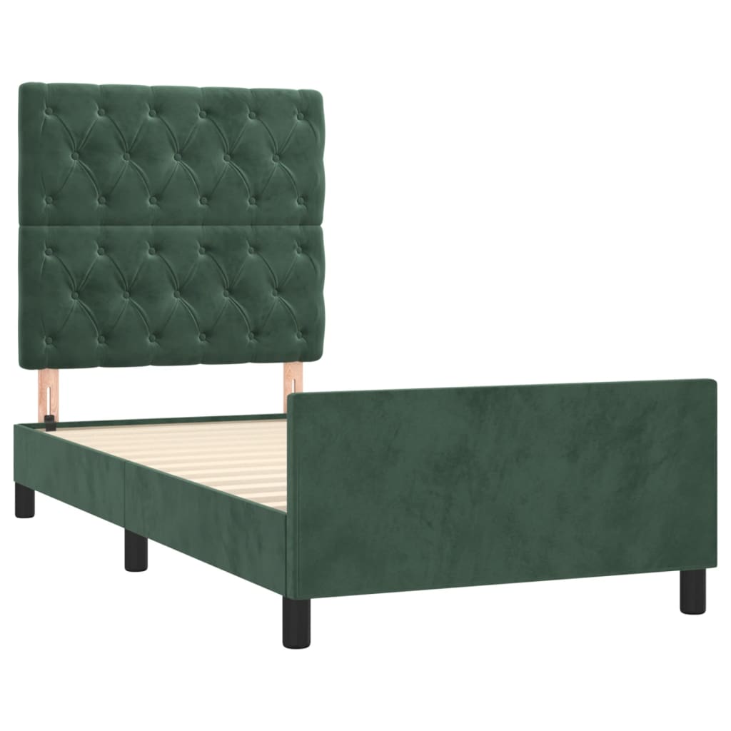 Cadre de lit sans matelas vert foncé 80x200 cm velours - XIOS