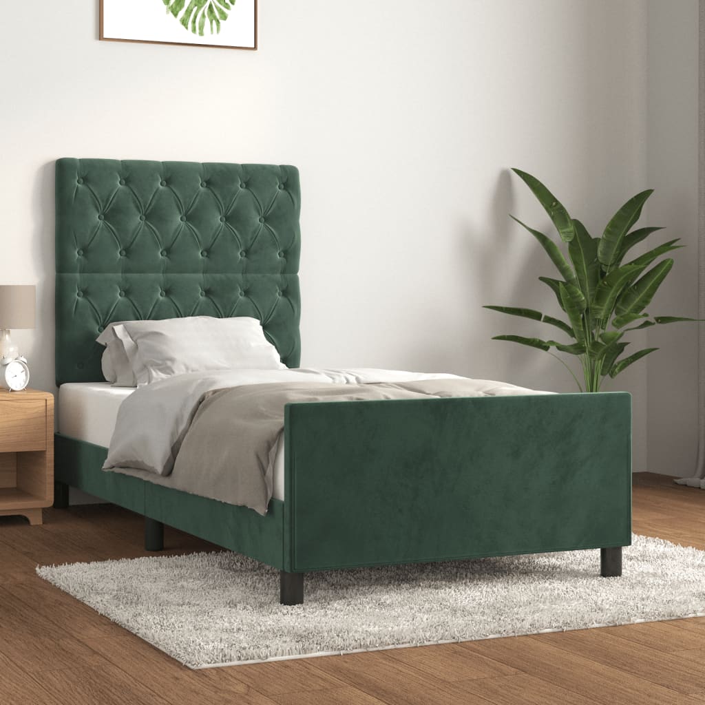 Cadre de lit sans matelas vert foncé 80x200 cm velours - XIOS
