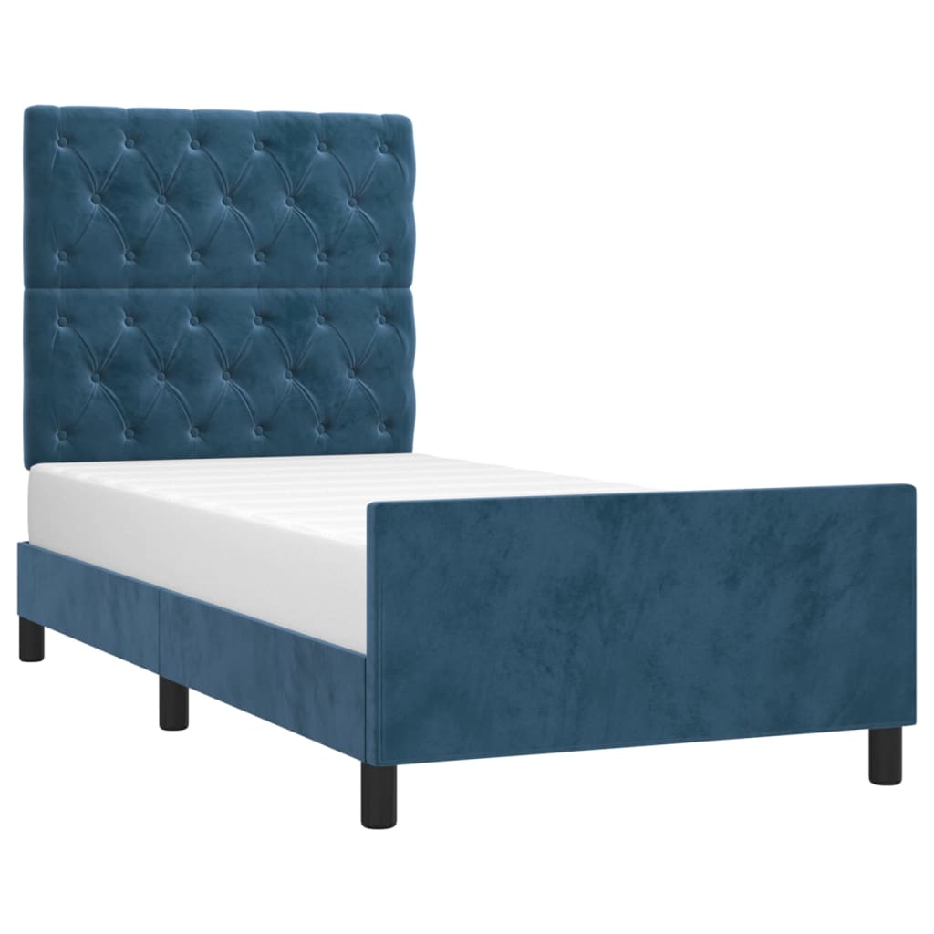 Cadre de lit sans matelas bleu foncé 80x200 cm velours - XIOS