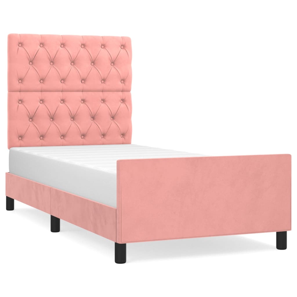 Cadre de lit sans matelas rose 80x200 cm velours - XIOS