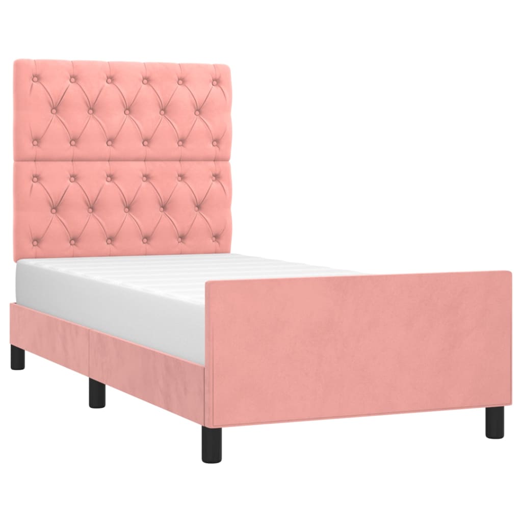Cadre de lit sans matelas rose 80x200 cm velours - XIOS