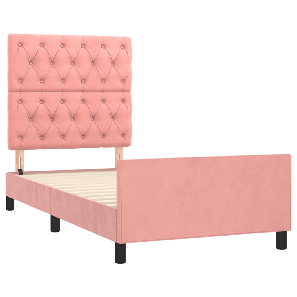 Cadre de lit sans matelas rose 80x200 cm velours - XIOS