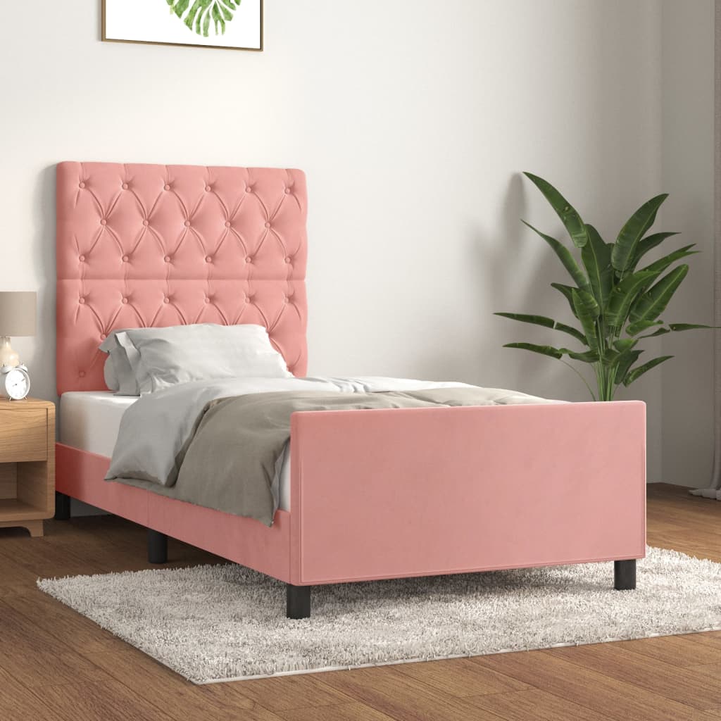 Cadre de lit sans matelas rose 80x200 cm velours - XIOS