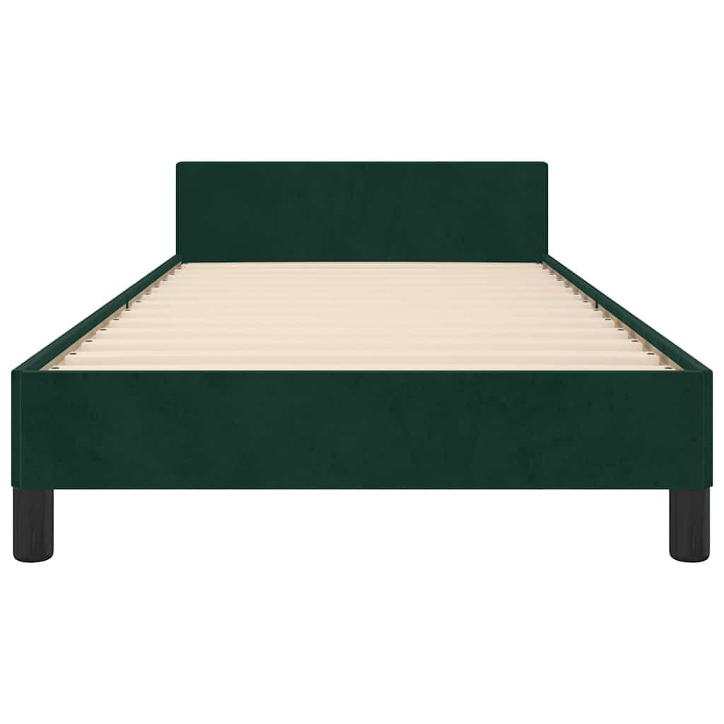 Cadre de lit sans matelas vert foncé 90x190 cm velours - XIOS