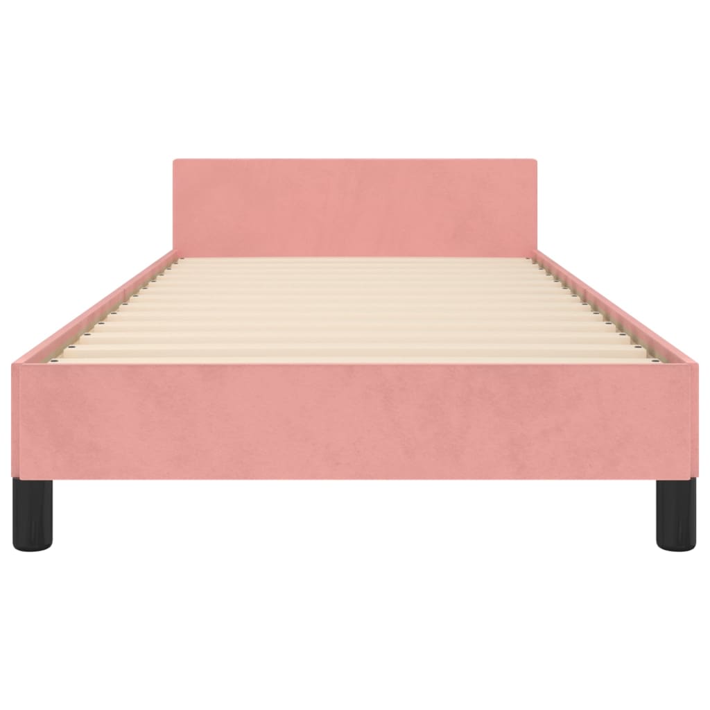 Cadre de lit sans matelas rose 90x190 cm velours - XIOS