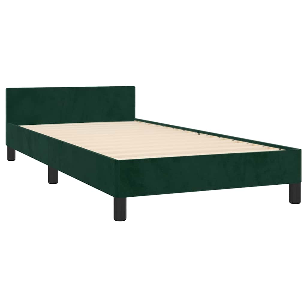 Cadre de lit sans matelas vert foncé 90x200 cm velours - XIOS