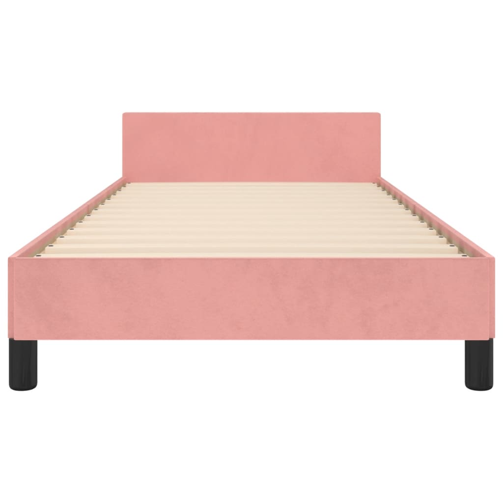 Cadre de lit sans matelas rose 90x200 cm velours - XIOS