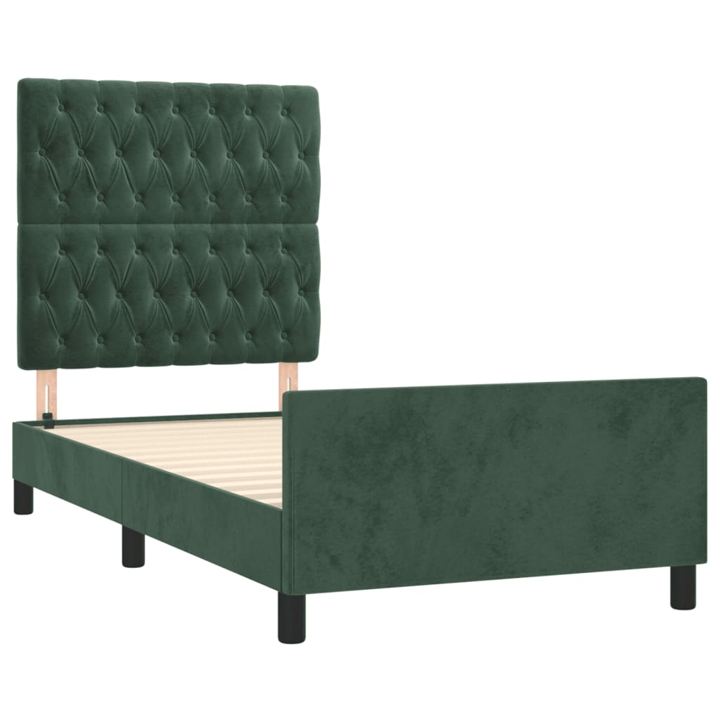 Cadre de lit sans matelas vert foncé 100x200 cm velours - XIOS