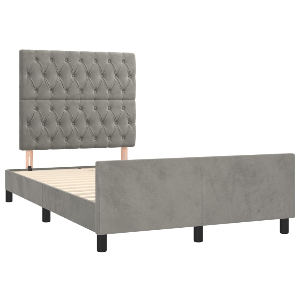 Cadre de lit sans matelas gris clair 120x200 cm velours - XIOS
