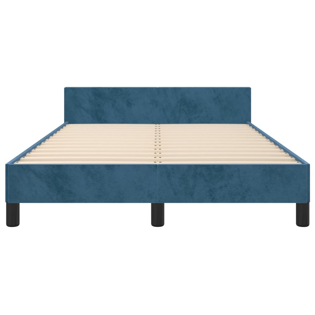 Cadre de lit sans matelas bleu foncé 120x200 cm velours - XIOS