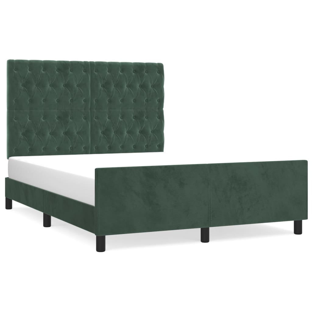 Cadre de lit sans matelas vert foncé 140x190 cm velours - XIOS