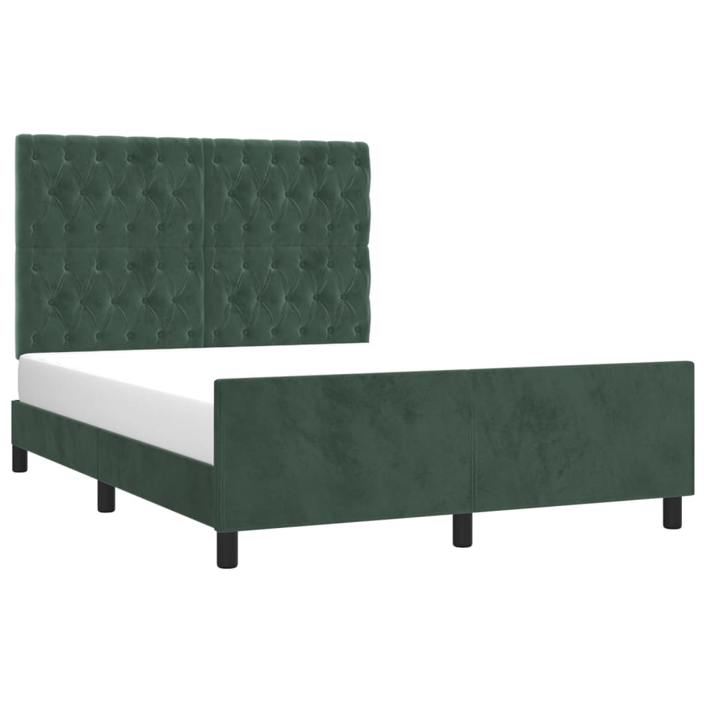 Cadre de lit sans matelas vert foncé 140x190 cm velours - XIOS