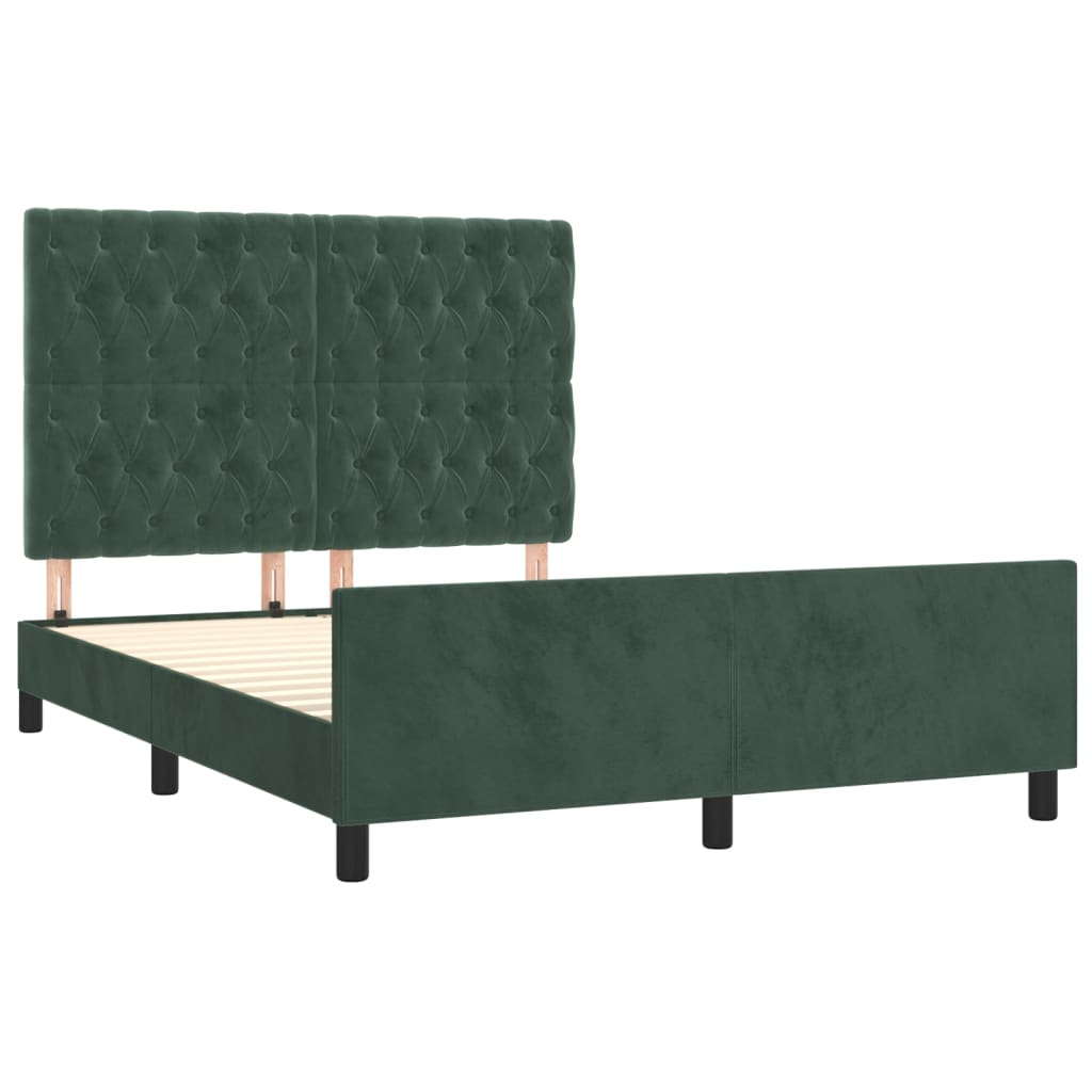 Cadre de lit sans matelas vert foncé 140x190 cm velours - XIOS