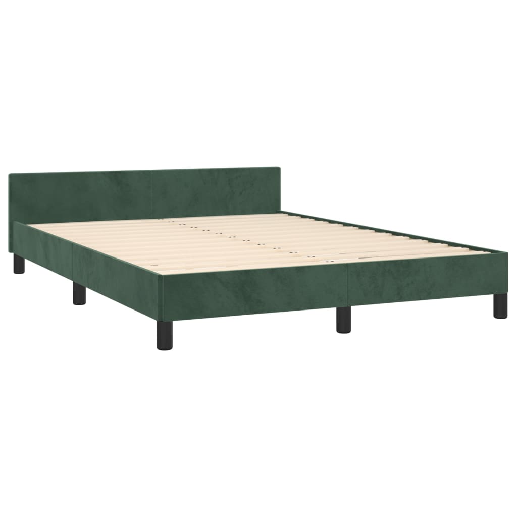 Cadre de lit sans matelas vert foncé 140x190 cm velours - XIOS