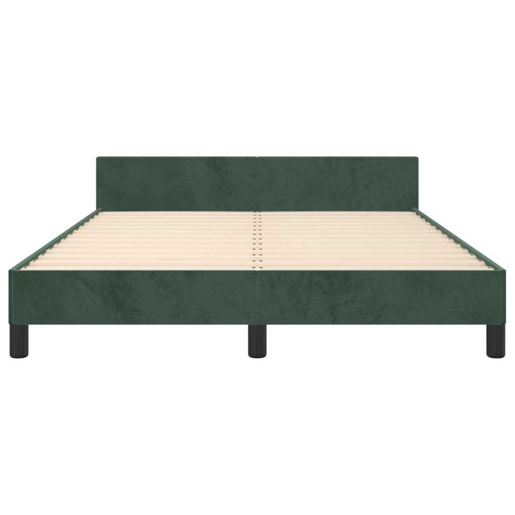 Cadre de lit sans matelas vert foncé 140x190 cm velours - XIOS