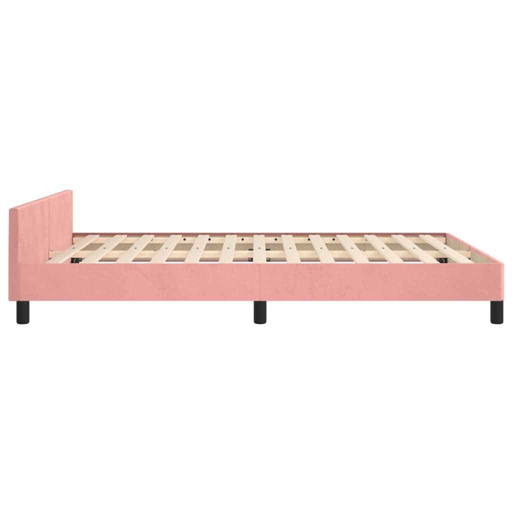 Cadre de lit sans matelas rose 140x190 cm velours - XIOS