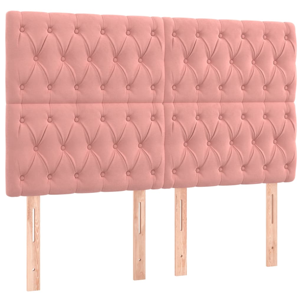 Cadre de lit sans matelas rose 140x200 cm velours - XIOS
