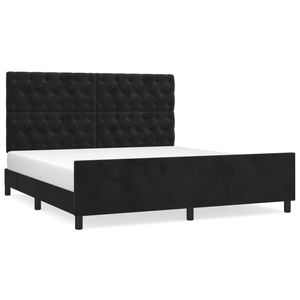 Cadre de lit sans matelas noir 160x200 cm velours - XIOS