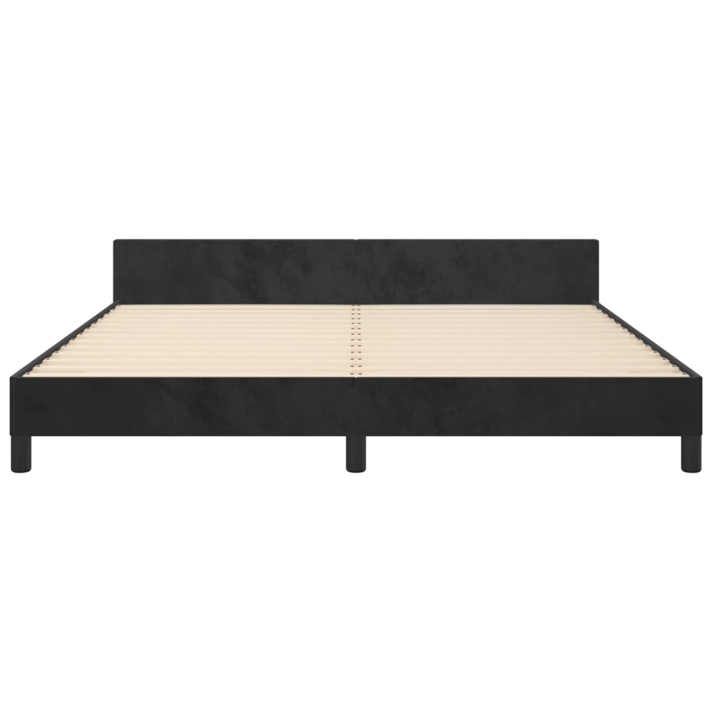 Cadre de lit sans matelas noir 160x200 cm velours - XIOS
