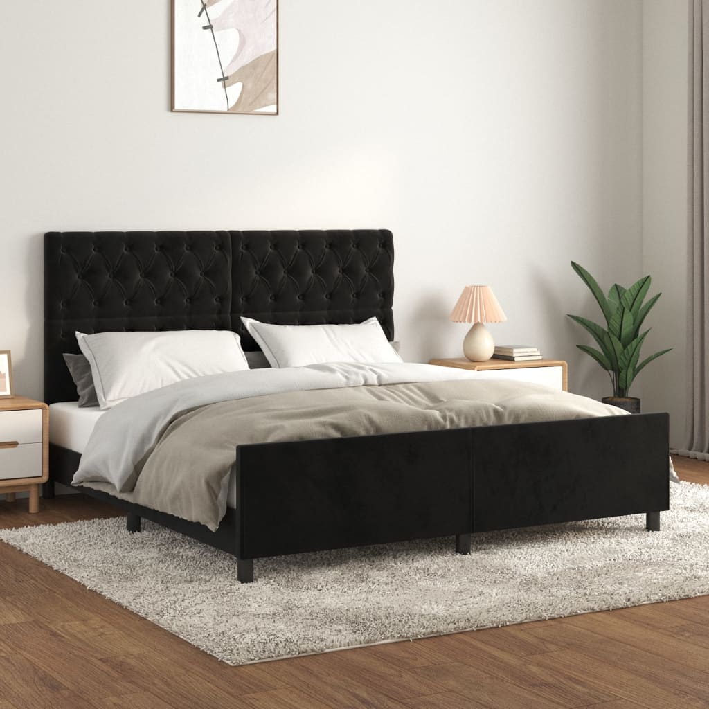 Cadre de lit sans matelas noir 160x200 cm velours - XIOS