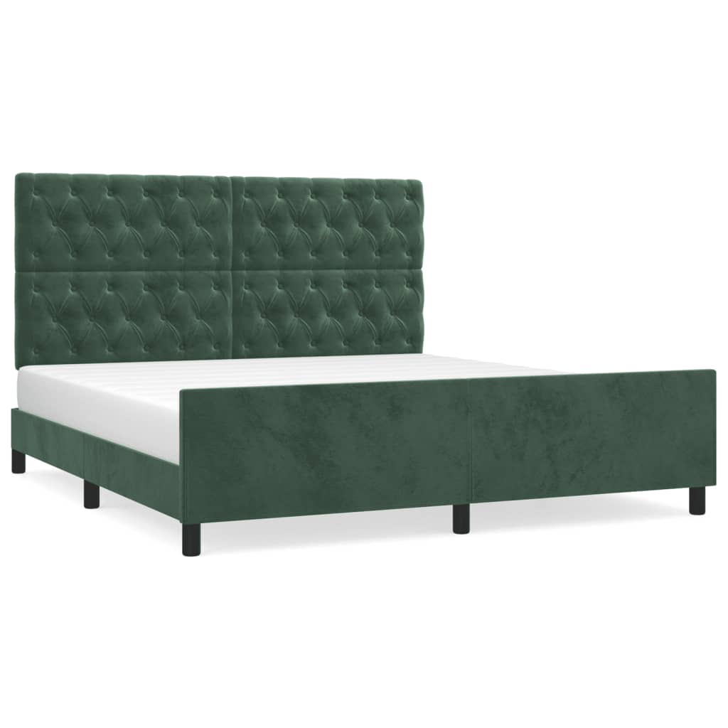 Cadre de lit sans matelas vert foncé 160x200 cm velours - XIOS