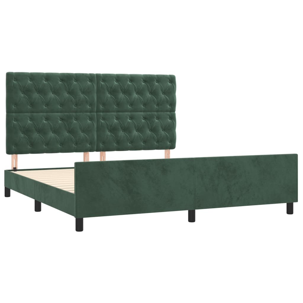 Cadre de lit sans matelas vert foncé 160x200 cm velours - XIOS