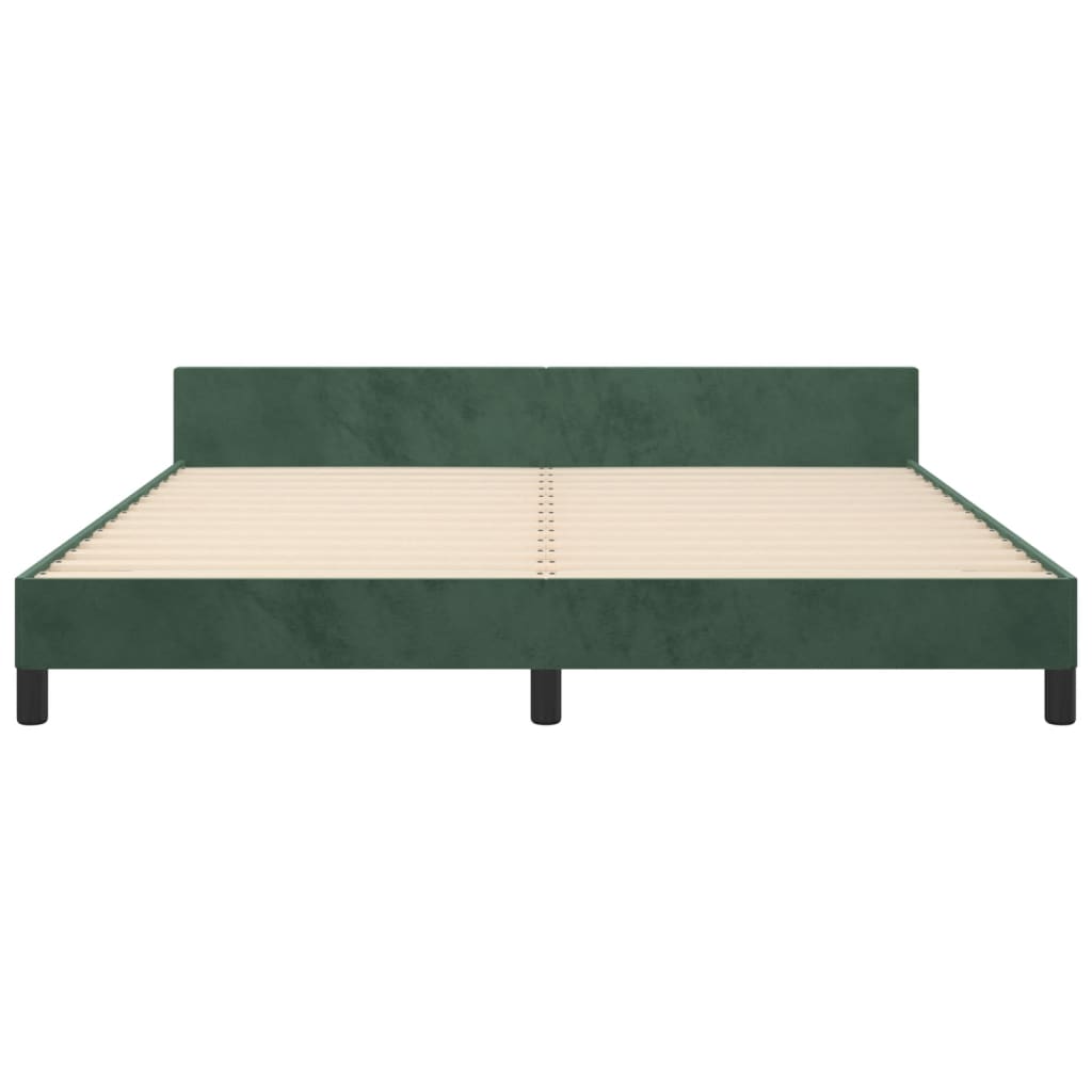 Cadre de lit sans matelas vert foncé 160x200 cm velours - XIOS