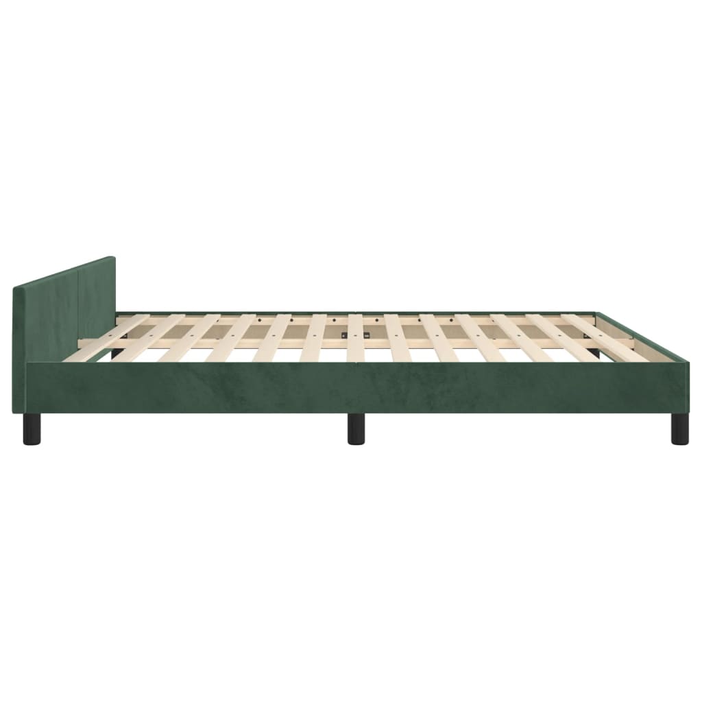 Cadre de lit sans matelas vert foncé 160x200 cm velours - XIOS